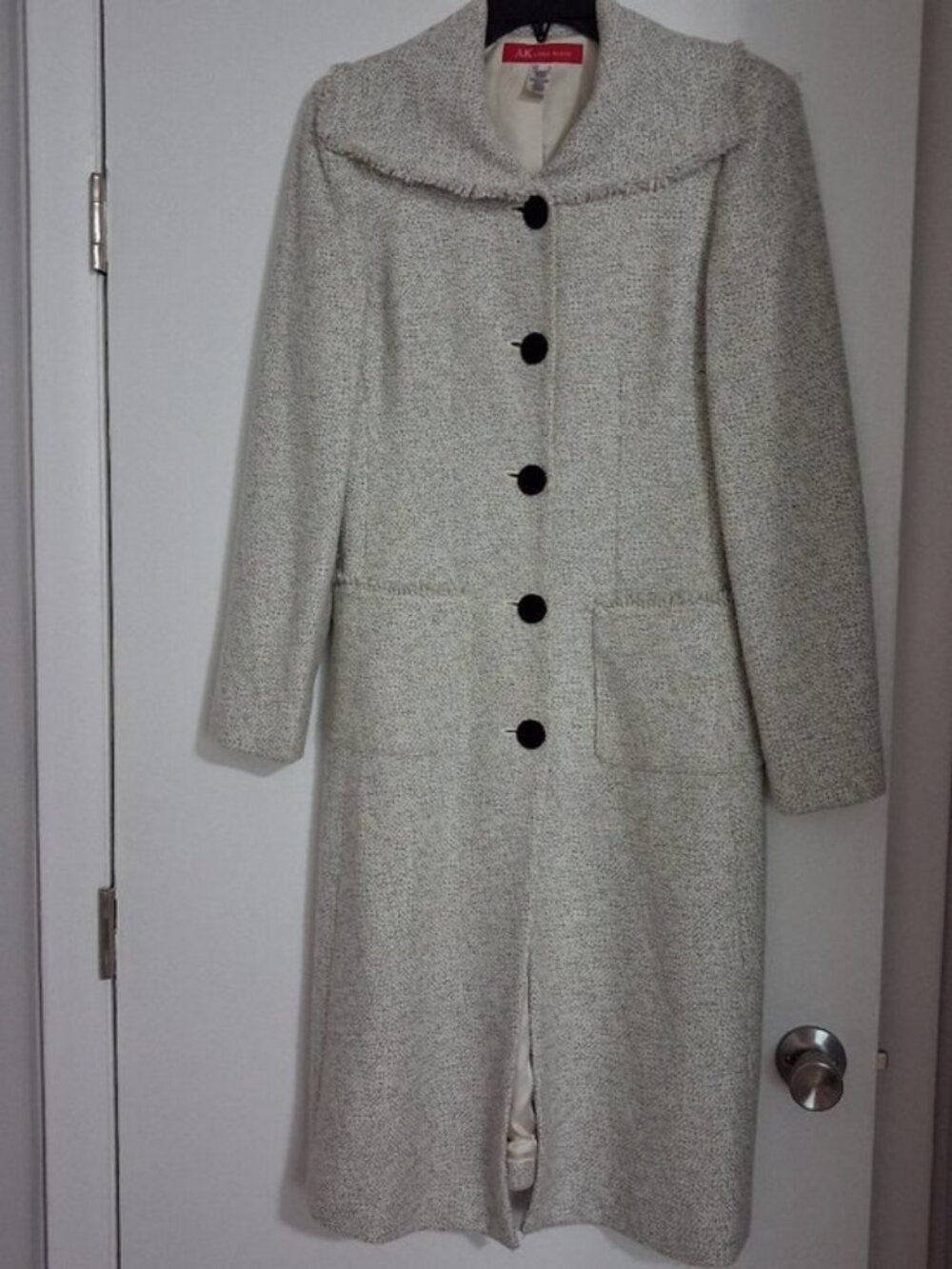 Vintage Gray Tweed Long Trench Coat - Size S